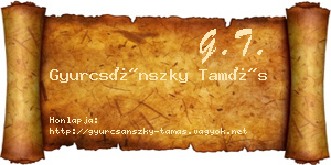 Gyurcsánszky Tamás névjegykártya